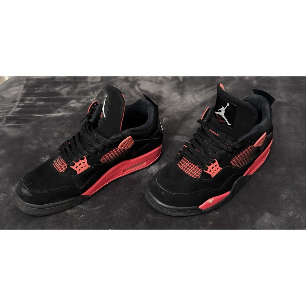 Size 10.5 - Nike Air Jordan 4 Retro-Mid Red Thunder-Fair Condition - Picture 6 of 6